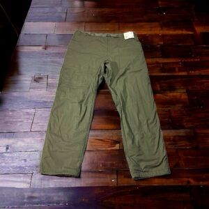 Uniqlo Heattech Lined Pants Mens Olive Green Pants Size 3XL 42-45x32 Belted NWT